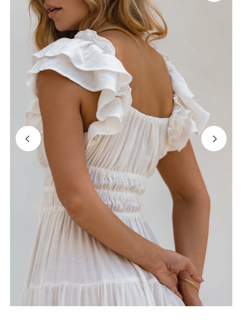 Bali Elf Aura White Ruffle Sleeve Smocked Maxi Dress - Picture 2 of 5